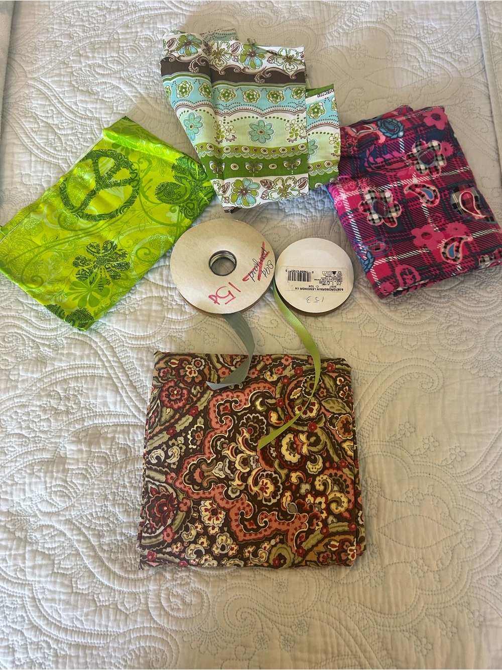 Home Accents Assorted Patterned Fabric Bundle in Green, Pink, Brown